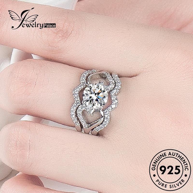 Jewelrypalace Moissanite925 Cakar Empat Emas Asli Perak Mewah Cincin Couple Berlian R1099