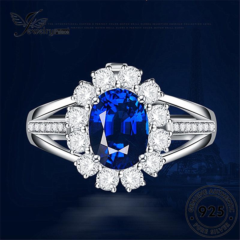 Jewelrypalace Cincin Safir Perak Temperamen Wanita925Bunga Asli R1195