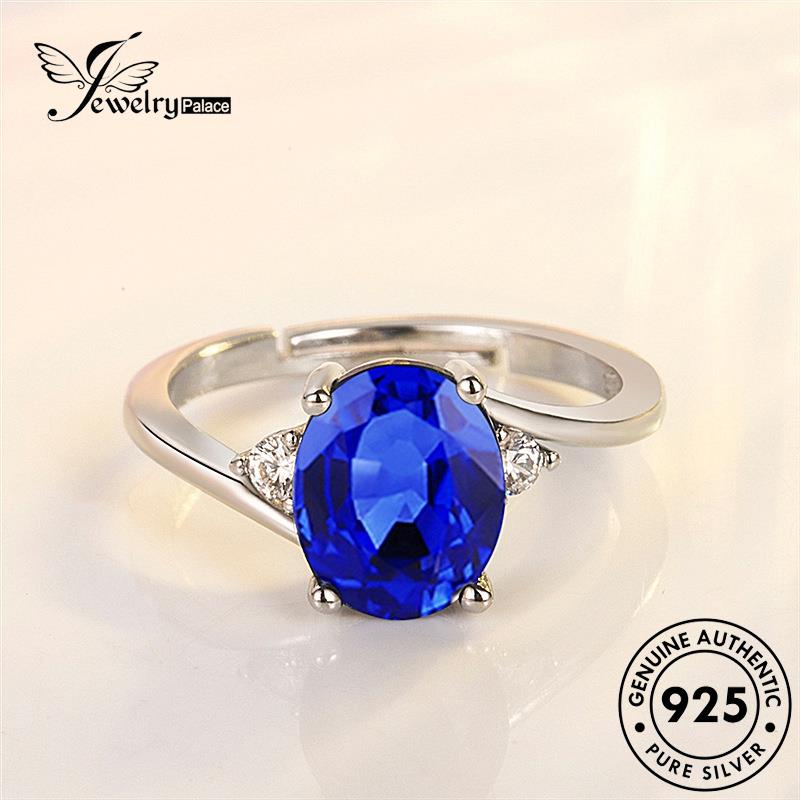 Jewelrypalace Cincin Wanita Perak Fashion Asli Sapphire Oval925 R1230