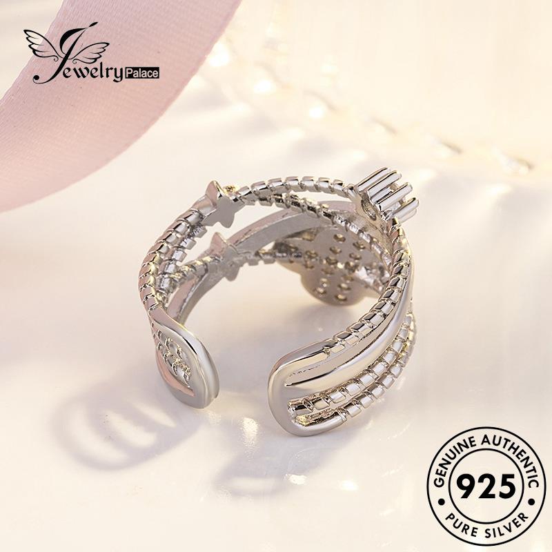 Jewelrypalace Cincin Emas Asli Clover925 Empat Wanita Perak Moissanite Daun Berlian R1511