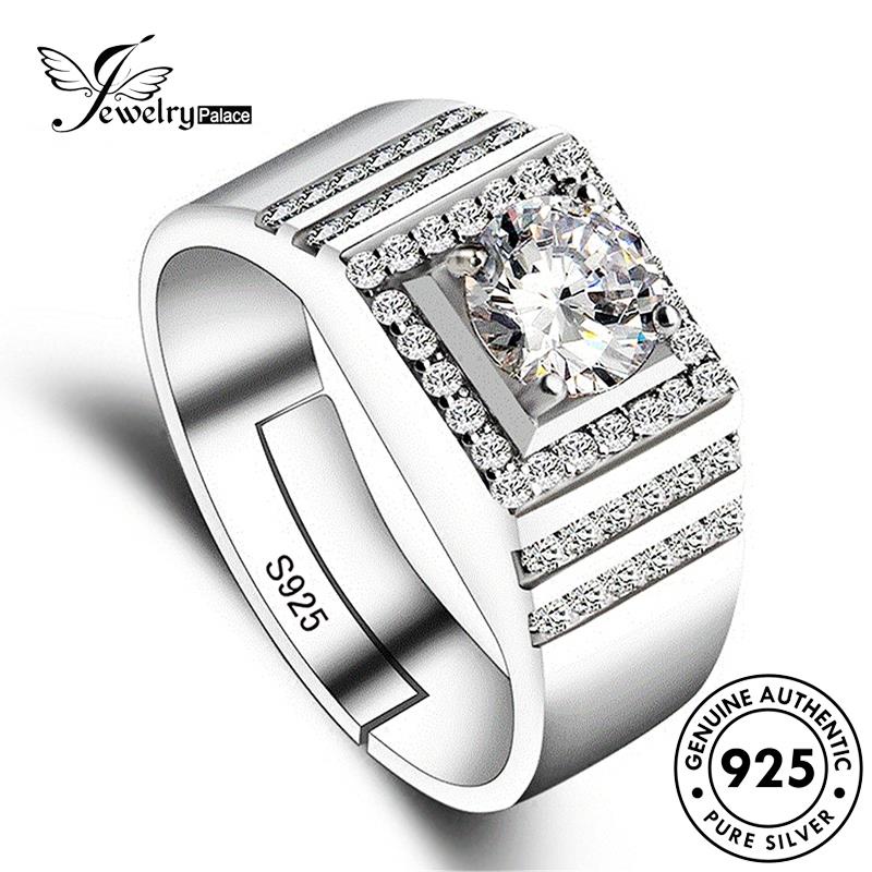 Jewelrypalace Cincin Simple Pria Moissanite Berlian Perak925 Asli R1635