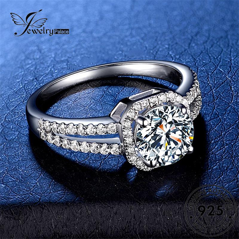 Jewelrypalace Asli Wanita Cincin Berlian925 Kotak Klasik Moissanite Perak R1656