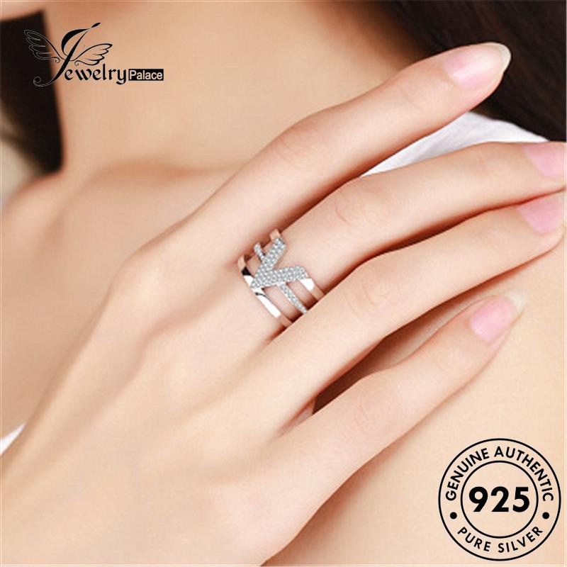 Jewelrypalace Cincin Berlian Perak Moissanite Kepribadian925 Asli V Wanita R1671