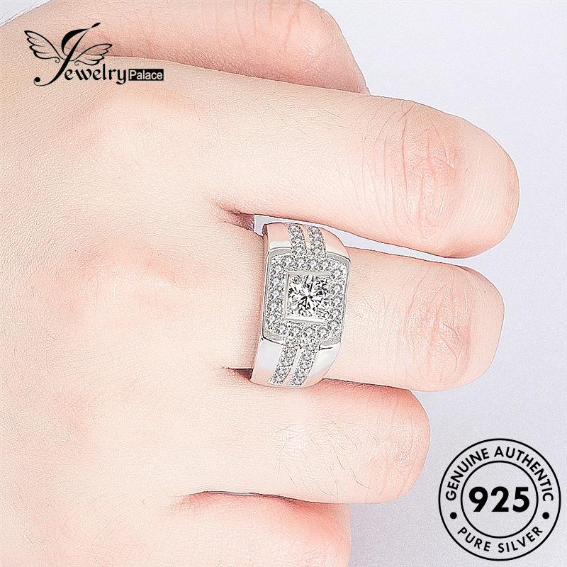 Jewelrypalace Berlian Cincin Perak Asli Mendominasi Moissanite925 Pria R1278