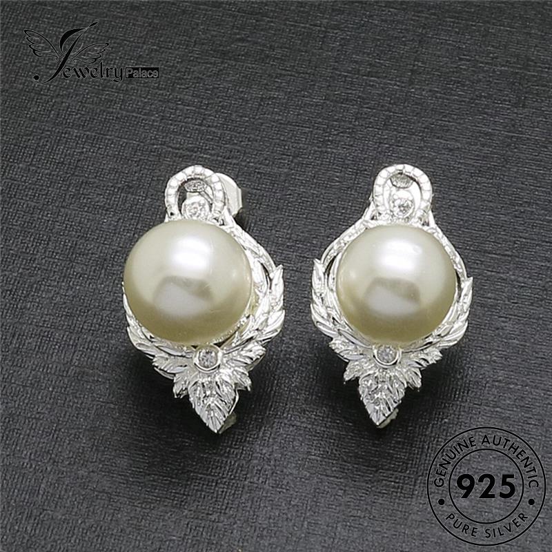 Perhiasanpalace Asli Kalung Set925 Daun Perak Wanita Mutiara S47