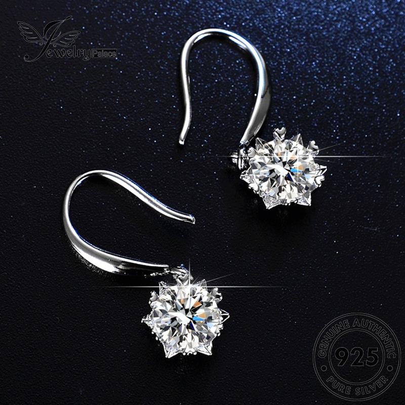 Jewelrypalace Anting925 Wanita Asli Snowflake Moissanite Perak Kait Berlian E15