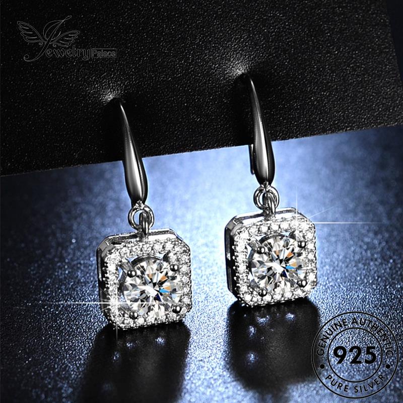 Jewelrypalace Anting Kait Berlian Asli925 Moissanite Wanita Square Silver E21