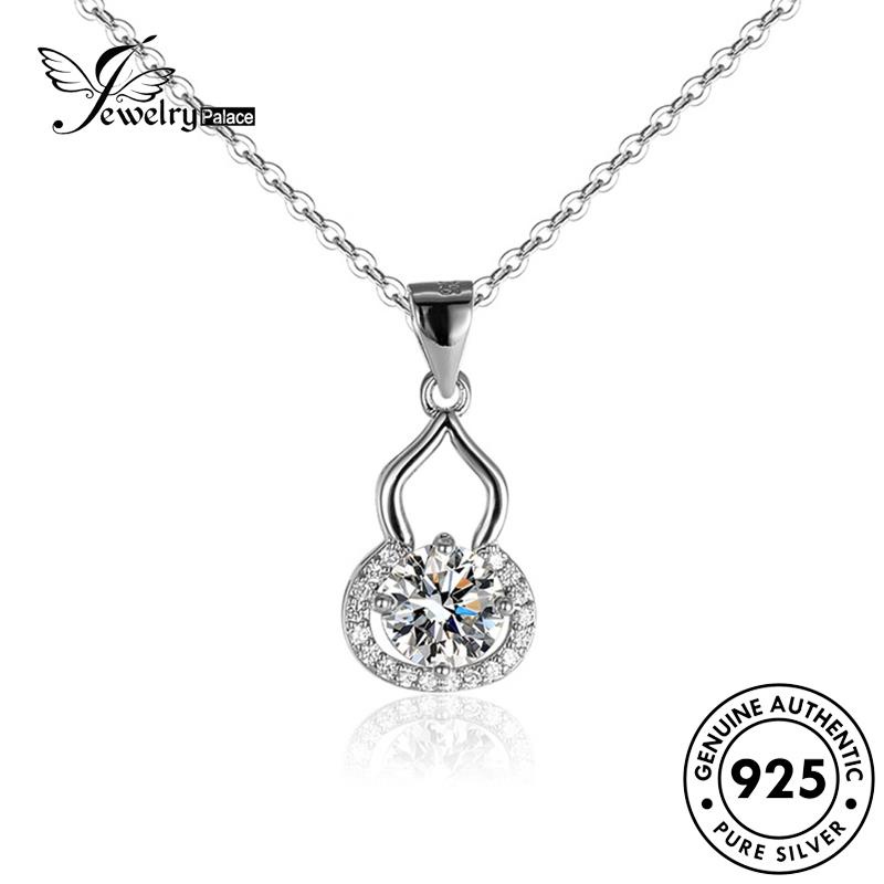 Jewelrypalace Simple Labu Asli925 Perak Kalung Wanita Moissanite Berlian N86