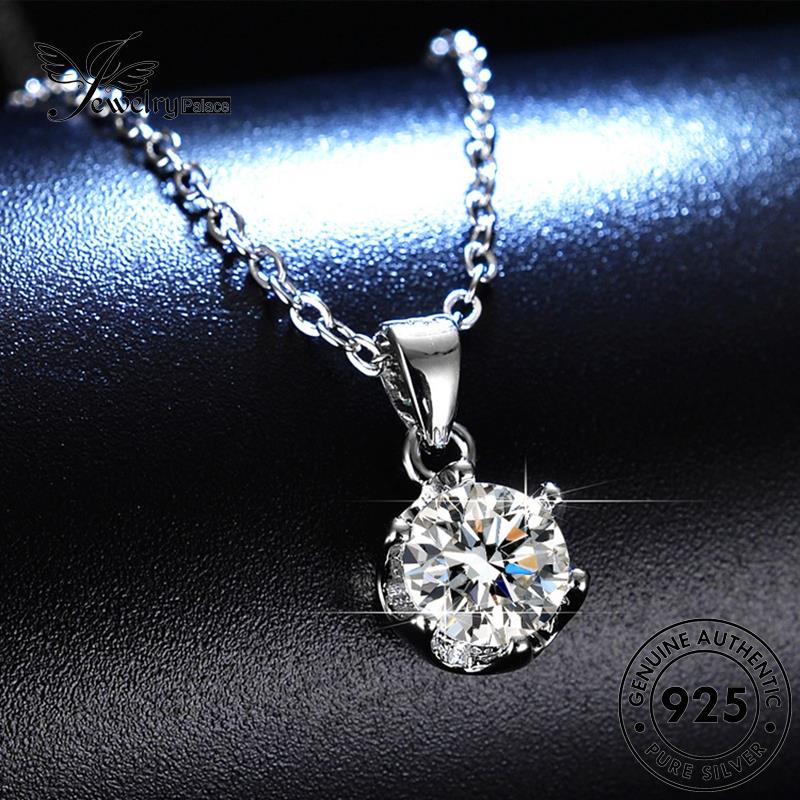 Jewelrypalace Kalung Berlian Simple925 Perak Asli Moissanite Wanita N87