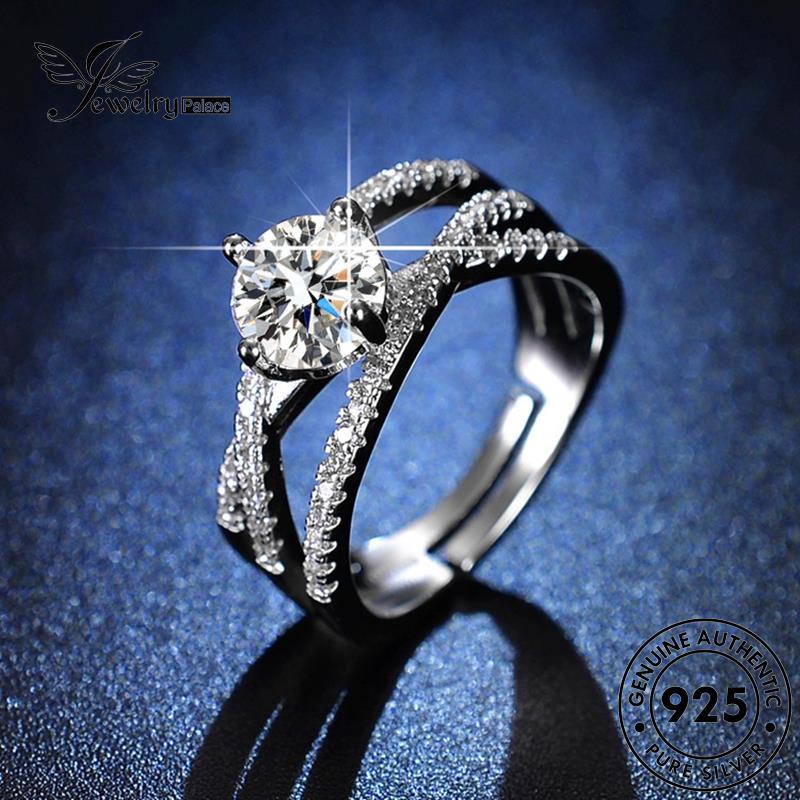 Perhiasantempat Cincin Klasik Lilitan Berlian Asli Emas Perak925 Wanita Moissanite R1