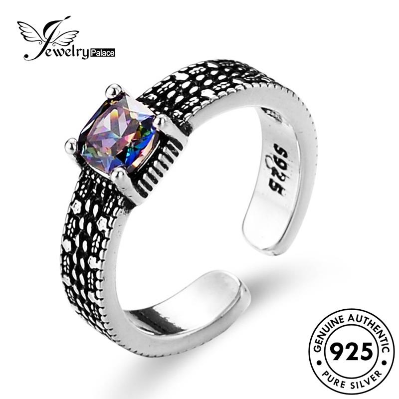 Jewelrypalace Cincin Retro Asli Perak925 Wanita Batu Akik Kotak R19