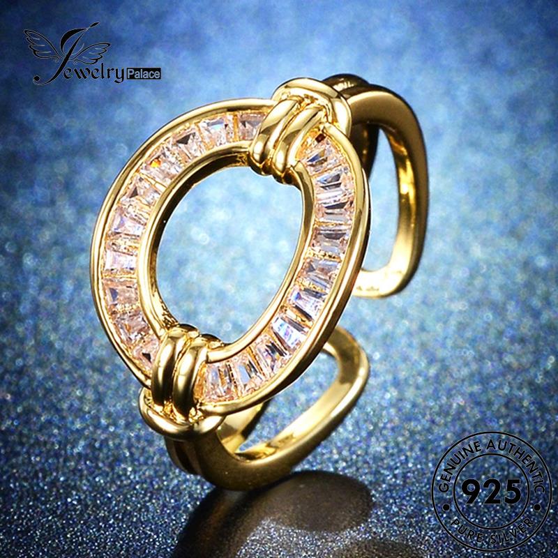 Jewelrypalace Berlian Asli Wanita Bulat Emas925 Cincin Fashion Moissanite Perak R32