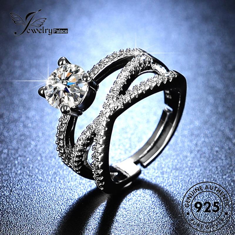 Jewelrypalace Salib Perak925 Cincin Fashion Berlian Moissanite Wanita Asli R105