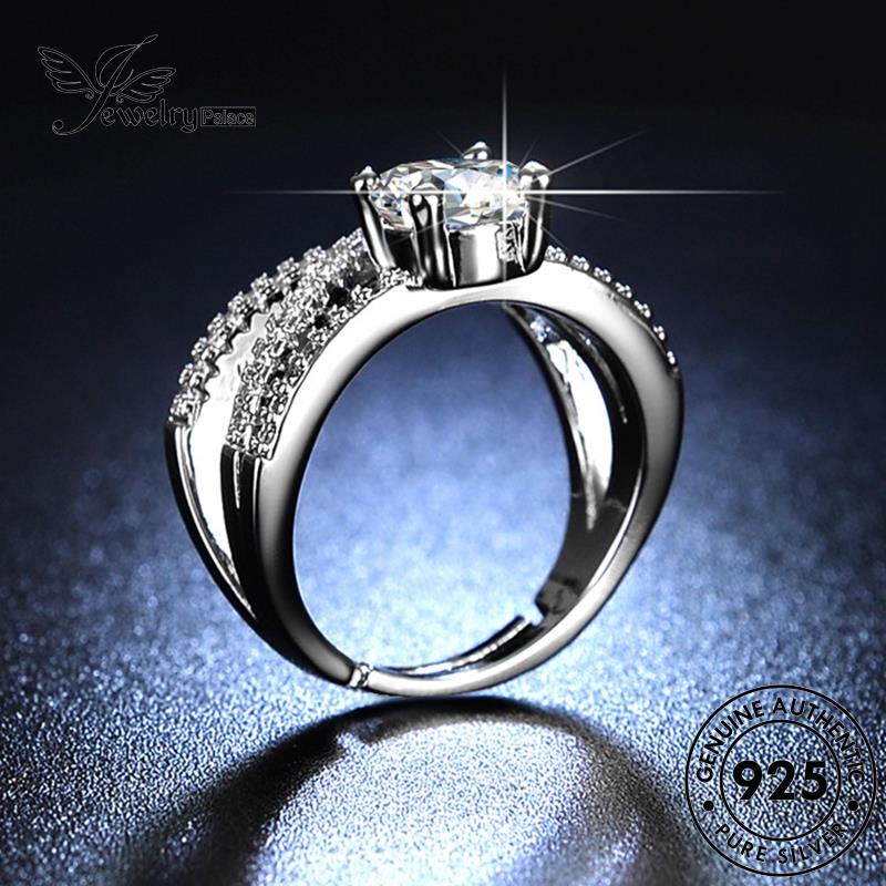 Jewelrypalace Salib Perak925 Cincin Fashion Berlian Moissanite Wanita Asli R105