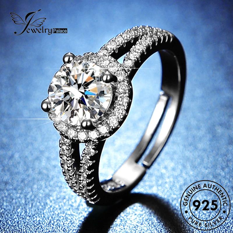 Jewelrypalace Moissanite Wanita Klasik Perak925 Asli Cincin Berlian Bulat R107