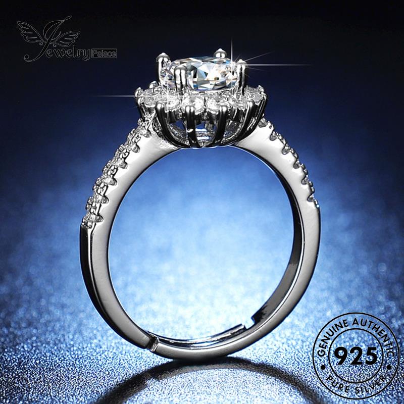 Jewelrypalace Cincin Berlian Wanita Asli Moissanite Perak925Bunga Mewah R121