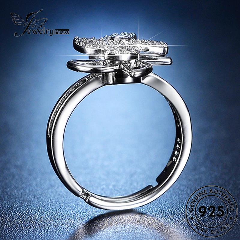 Jewelrypalace Cincin Perak Kincir Angin925 Moissanite Kreatif Berlian Berputar Wanita Original R130