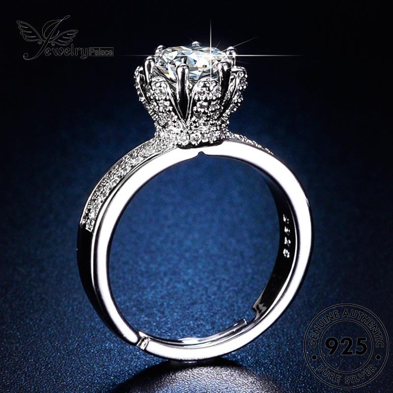 Jewelrypalace Cincin Perak Berlian Fashion925 Wanita Moissanite Asli Mahkota R131