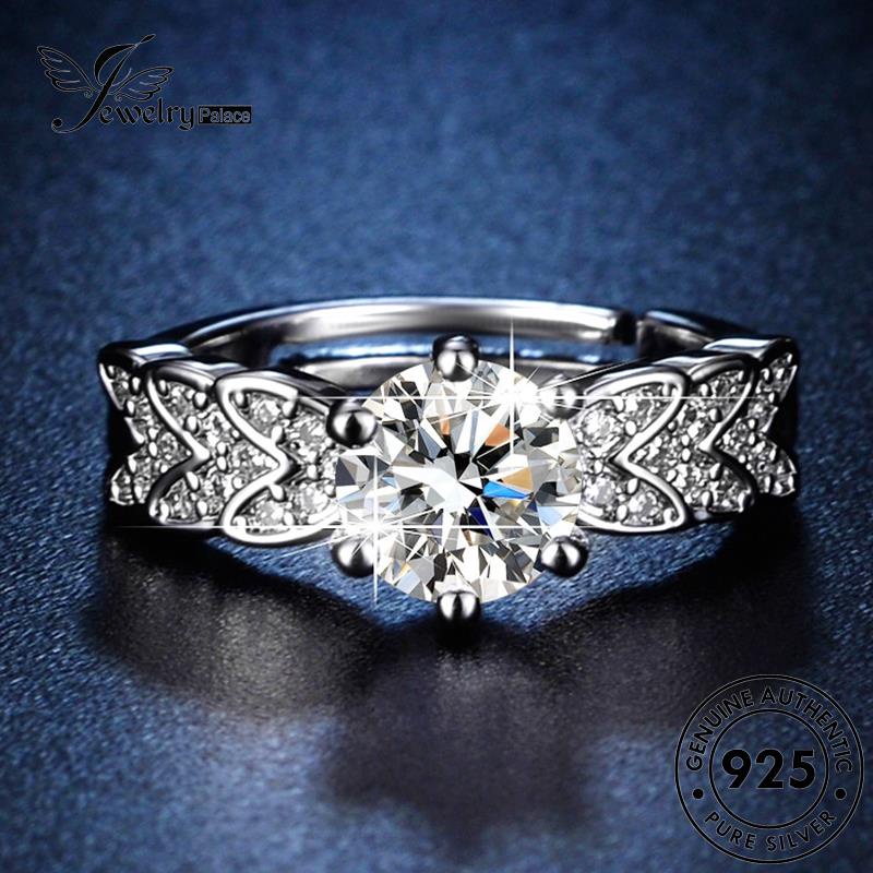 Jewelrypalace Bulu925 Asli Wanita Moissanite Berlian Fashion Cincin Perak R158