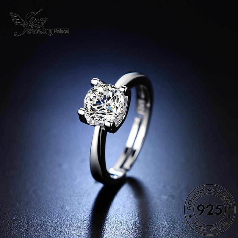Jewelrypalace Asli Perak Wanita Empat925 Moissanite Berlian Cincin Cakar Klasik R399