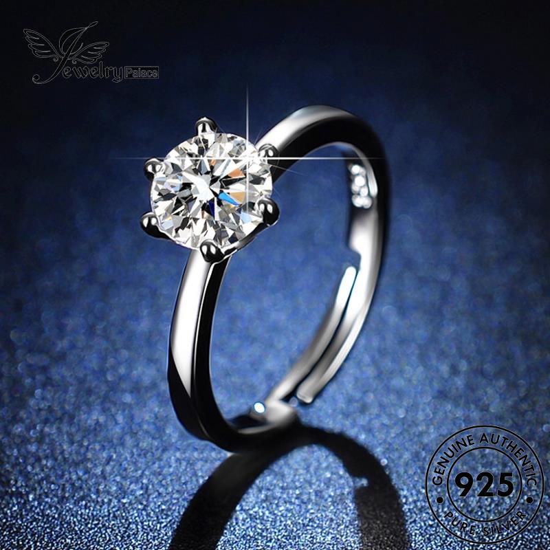 Jewelrypalace Cincin Moissanite Berlian Wanita Cakar Enam925 Perak Asli Simple R411