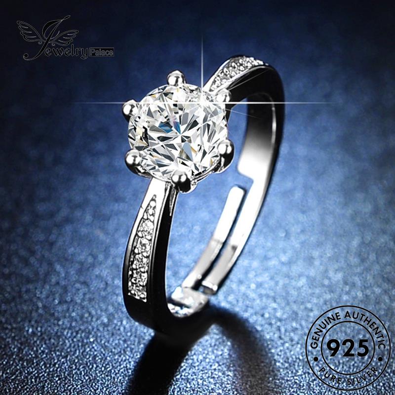 Jewelrypalace Perak Klasik Wanita Asli Cincin Moissanite Enam925 Cakar Berlian R418