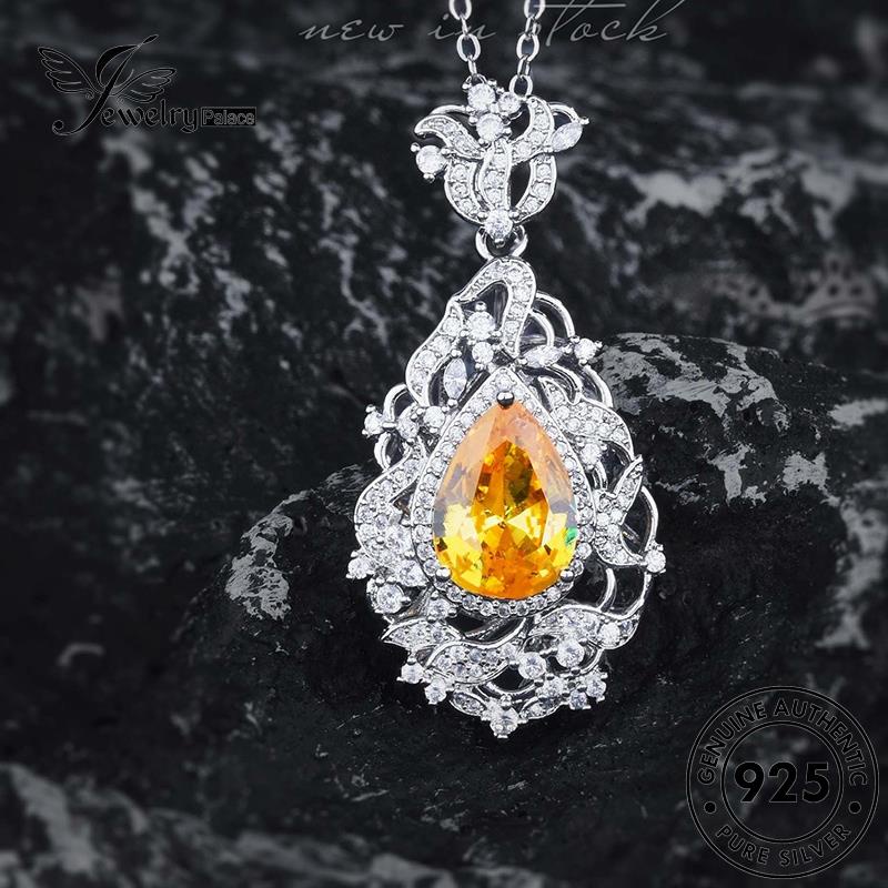 Jewelrypalace Silver Citrine Asli925 Kalung Wanita Mewah Renda N1606