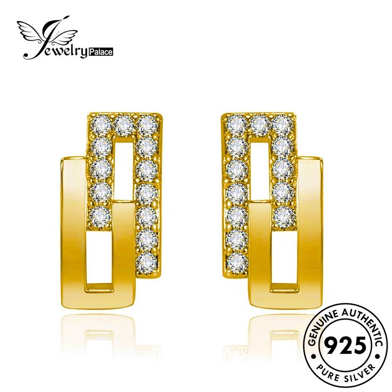 Tempat Perhiasan Wanita925 Stud Kotak Moissanite Anting Berlian Asli Gold Silver E742