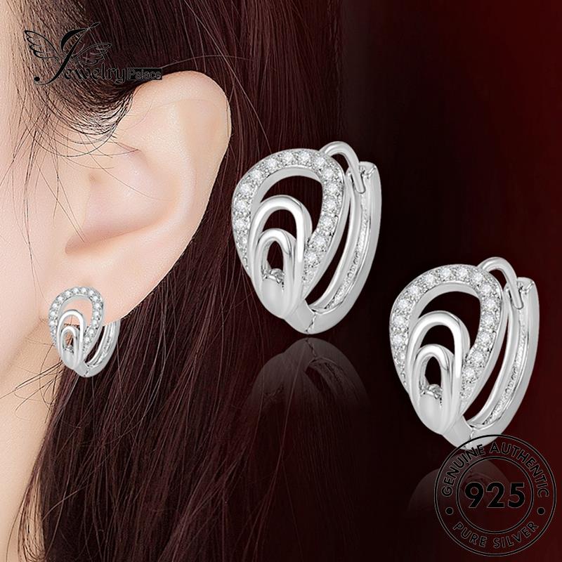 Jewelrypalace Anting Perak Cangkang Berlian Bentuk925Emas Moissanite Hoop Asli Wanita E743