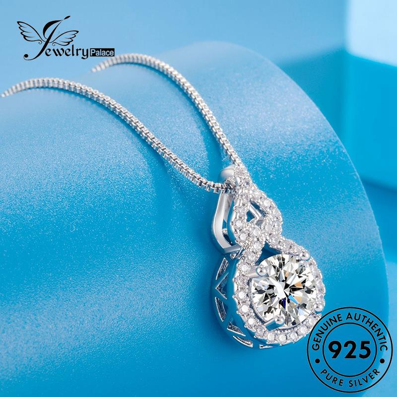 Jewelrypalace Moissanite Kalung Berlian925 Simple Wanita Labu Perak Emas Asli N1100