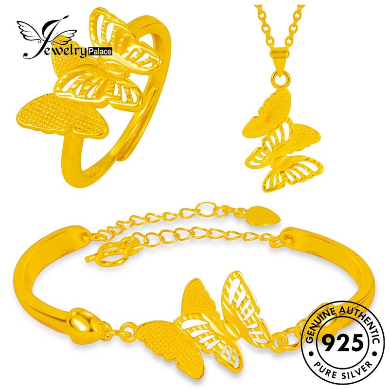 Tempat Perhiasan925 Wanita Asli Kupu Set Kalung Perak S73
