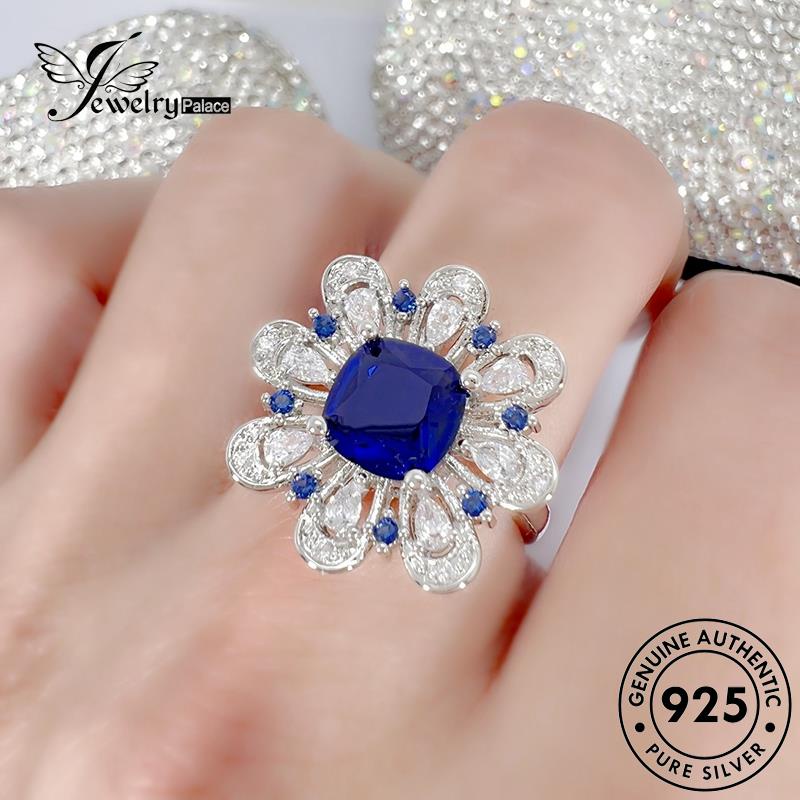 Jewelrypalace Perak925 Asli Fashion Wanita Cincin Safir Bunga R1746