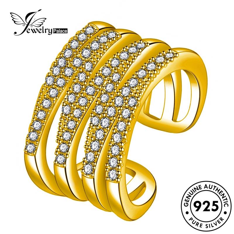 Jewelrypalace 925cincin Wanita Asli Perak Berlian Gold Multi-Layer Lilitan Moissanite R1795