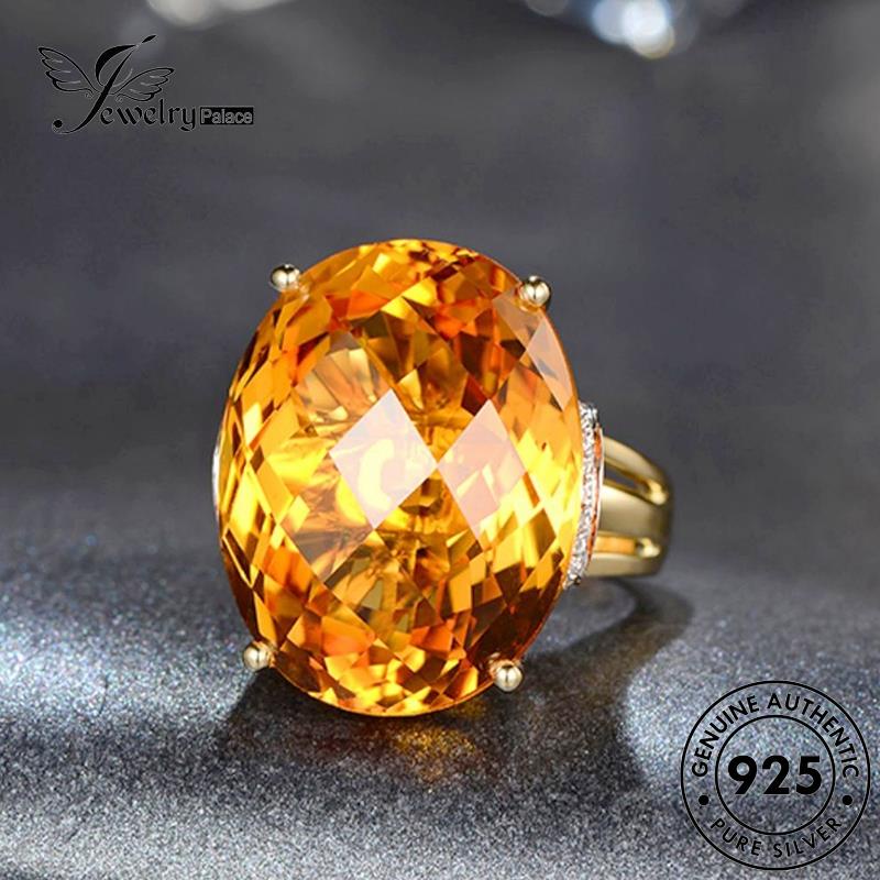 Jewelrypalace Cincin Perak Gold Oval Asli Wanita Citrine925 R1798