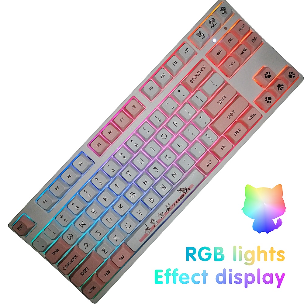 120kunci XDA Pewarna Sublimasi PBT keycap Kucing Keju Cute Cat Paw Untuk CherryMx Gateron Axis Kailh Switch Keyboard Mekanik