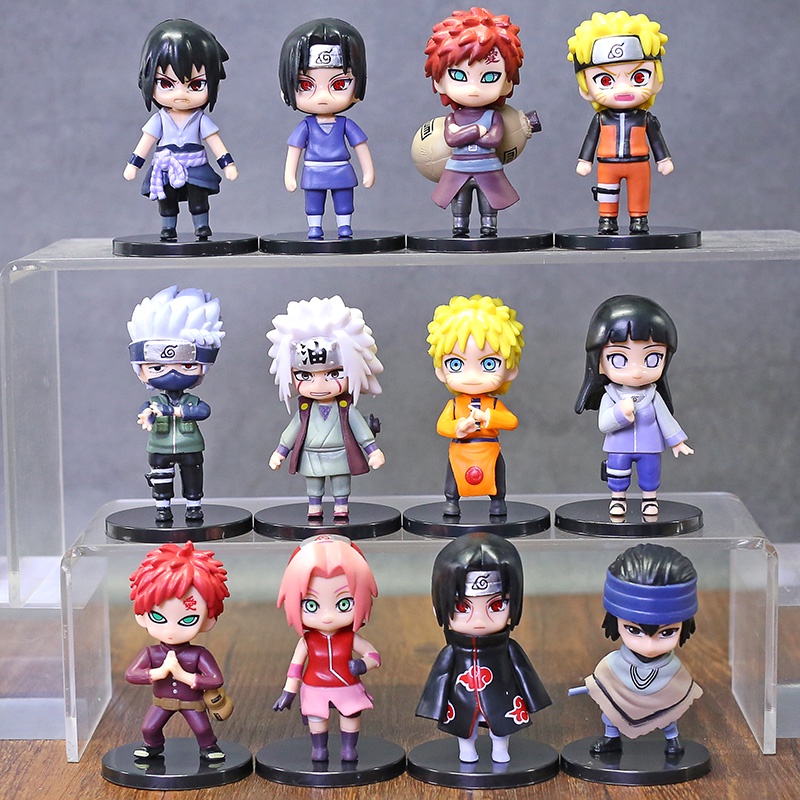 12pcs 7cm Q Versi Naruto Kakashi Sakura Sasuke Itachi Obito Gaara Pvc Action Figure Mainan Mobil Ornamen