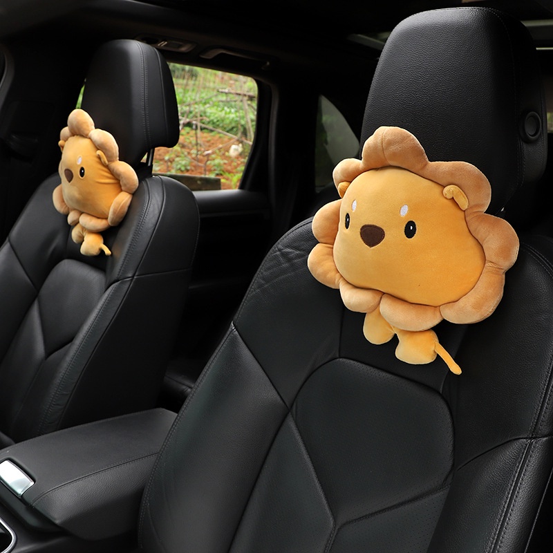 Headrest Kartun Mobil, Headrest Perlindungan Leher Singa Kreatif Dan Lucu Untuk Mobil