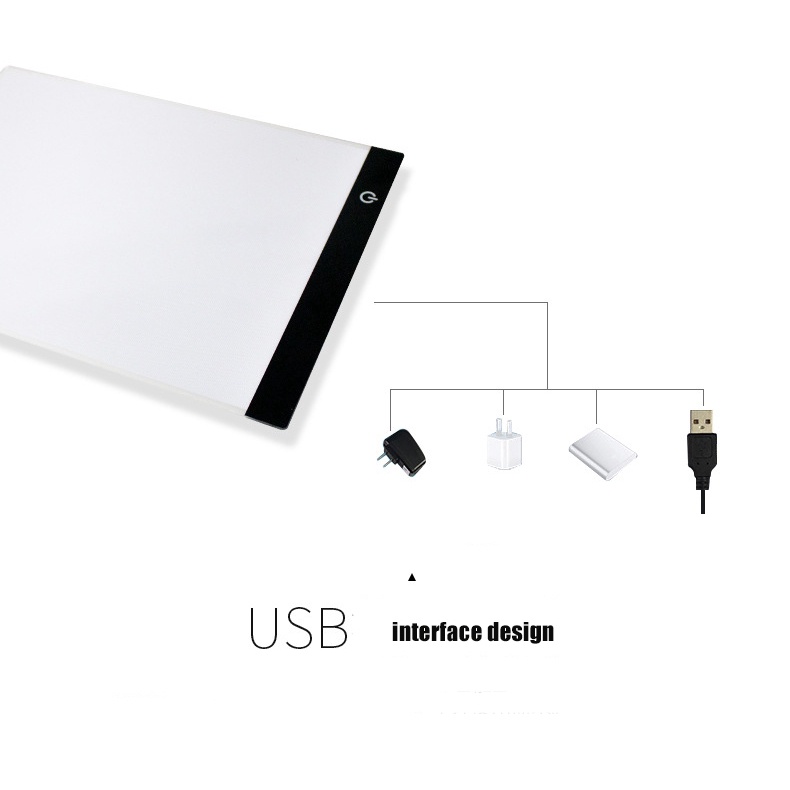 Kotak Lampu Papan Salinan LED Tracing A5/A4, Alas Lampu Jejak LED Kekuatan USB Ultra-tipis Dapat Diatur Untuk Gambar Tato, Streaming, Sketsa, Animasi, Stensil