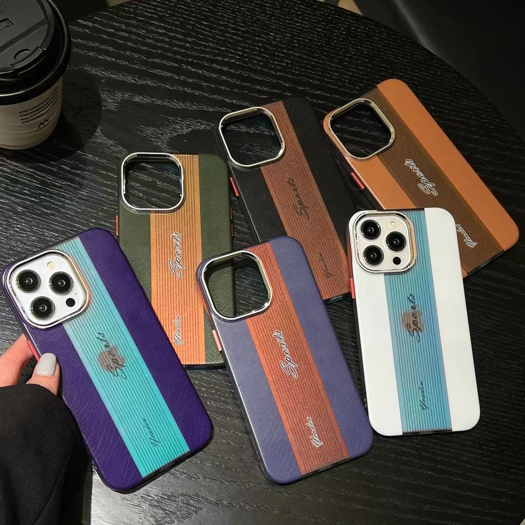 IPHONE High quality Gaya Baru!! Porsche Gradient Hard Untuk Case Iphone12 13 14 pro max All Inclusive Case Anti Jatuh