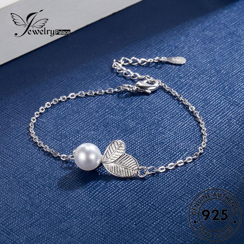 Jewelrypalace Perak Asli925 Gelang Kepribadian Daun Wanita Mutiara B104