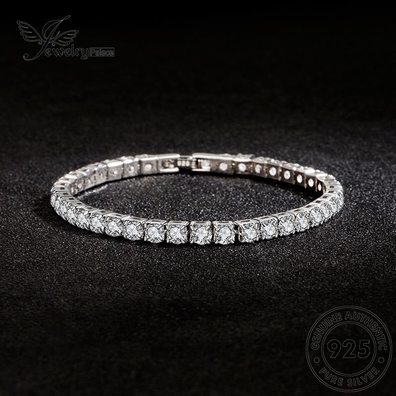 Jewelrypalace Gelang Perak925 Moissanite Asli Berlian Berkilau Wanita B8