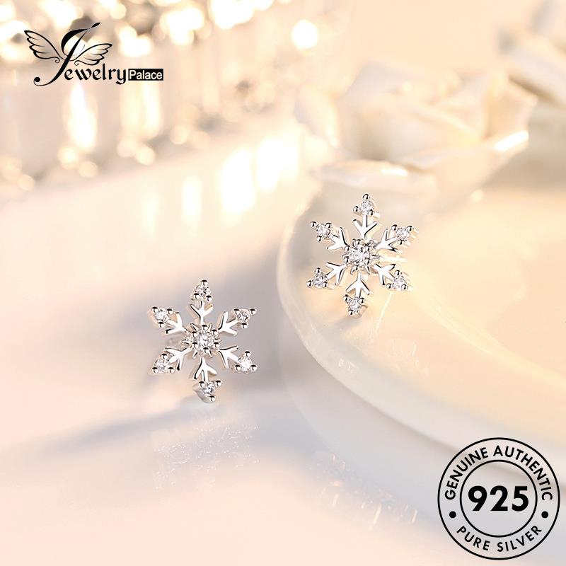 Jewelrypalace Sweet Snowflake Stud Berlian925 Anting Perak Wanita Moissanite Asli E6