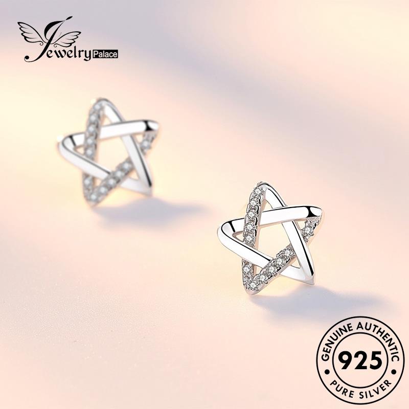 Jewelrypalace Stars Asli Wanita Moissanite Stud Berongga Keluar925 Anting Berlian Perak E43