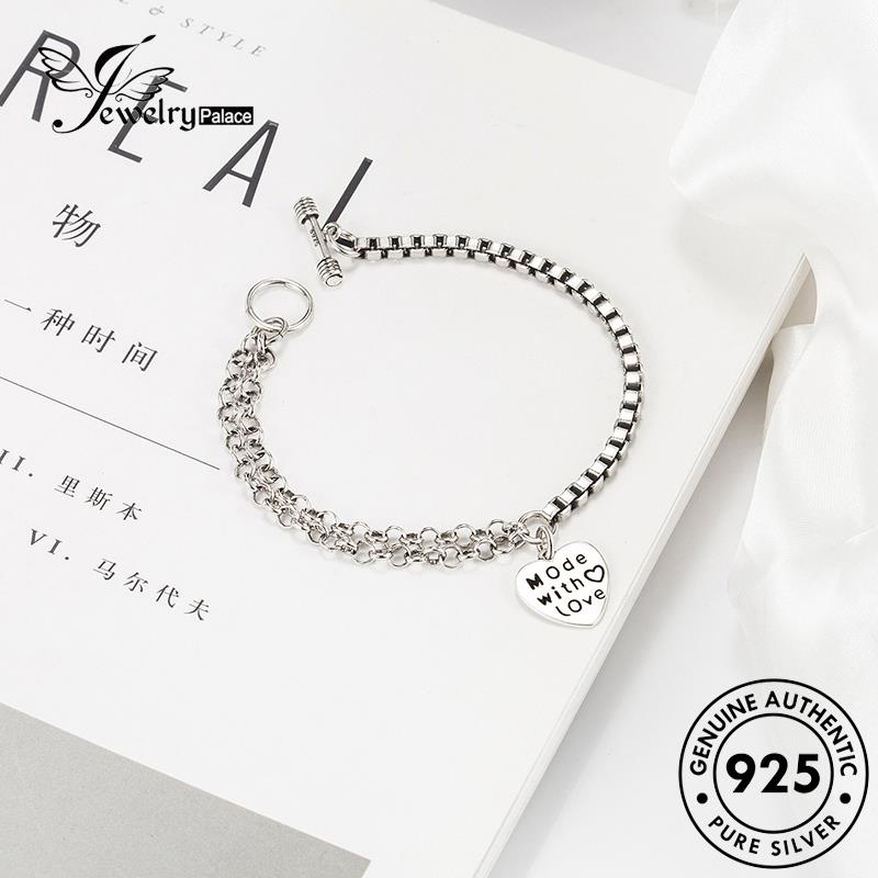 Tempat Perhiasan Wanita925 Gelang Tangan Asli Hati Silver Retro B213