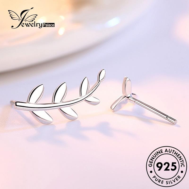 Jewelrypalace Perak Wanita Temperamen Stud 925daun Asli Anting E69