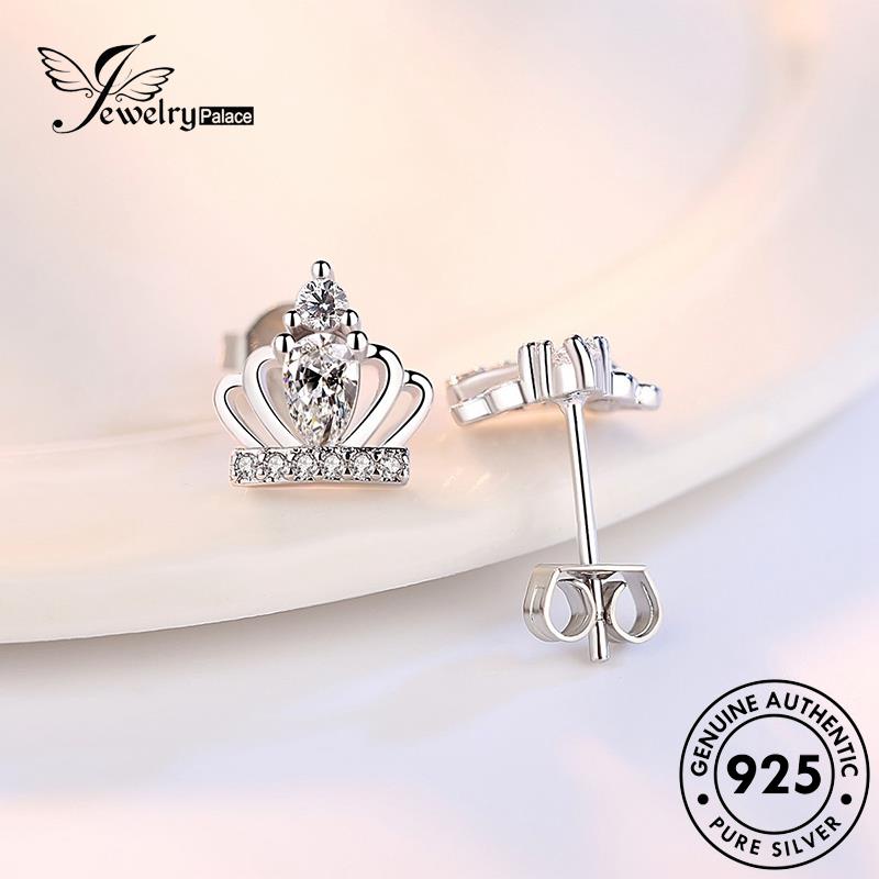 Jewelrypalace Berlian Moissanite Temperamen Anting Asli Mahkota Wanita Stud925 Perak E79