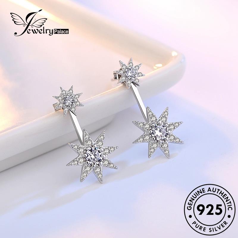 Jewelrypalace Anting Fashion Wanita Asli Moissanite 925bintang Segi Delapan Berlian Perak Stud E106