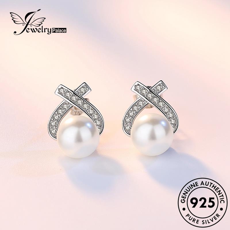 Jewelrypalace Simple Segitiga Wanita Mutiara Stud Perak Asli925 Anting E68