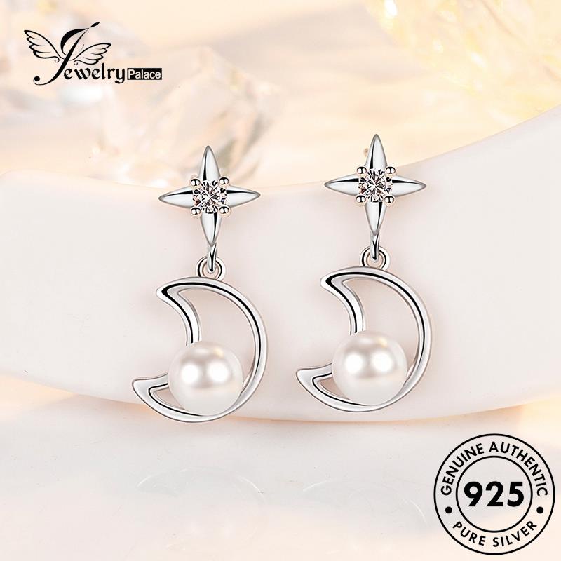 Jewelrypalace Stud Mutiara Asli925 Anting Kepribadian Xingyue Perak Wanita E173