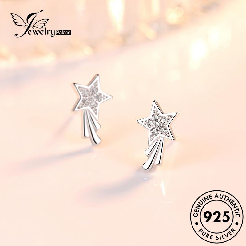 Jewelrypalace Asli Anting925 Moissanite Berlian Stud Wanita Simple Perak Bintang Berujung Lima E182